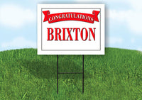 BRIXTON CONGRATULATIONS RED BANNER 18in x 24in Yard sign with Stand
