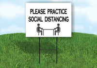PLEASE PRACTICE SOCIAL DISTANCING Yard Sign Road with Stand LAWN POSTER