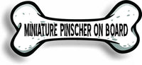 Dog on Board Miniature Pinscher Bone Car Magnet Bumper Sticker 3"x7"