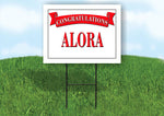 ALORA CONGRATULATIONS RED BANNER 18in x 24in Yard sign with Stand