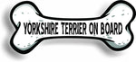 Dog on Board Yorkshire Terrier Bone Car Magnet Bumper Sticker 3"x7"