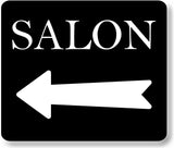 SALON LEFT ARROW BLACK Metal Aluminum composite sign