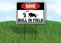 Warning BULL IN FIELD Yard Sign Road with Stand LAWN SIGN