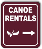 CANOE RENTALS DIRECTIONAL RIGHT ARROW CAMPING Metal Aluminum composite sign