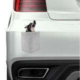 Norwegian Elk Hound in pocket Fridge Car Magnet Bumper Sticker App size 4"x7"