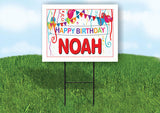 NOAH HAPPY BIRTHDAY BALLOONS 18 in x 24 in Yard Sign Road Sign with Stand