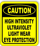 CAUTION High Intensity Ultraviolet Light EYE PROTECTION Aluminum Composite Sign