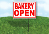 BAKERY OPEN RED WHITE Yard Sign Road with Stand LAWN SIGN