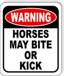 warning HORSES MAY BITE OR KICK Metal Aluminum composite sign