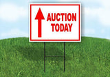 AUCTION TODAY FOR SALE STRAIGHT arrow red Yard Sign with Stand LAWN SIGN