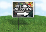 FISHING SUPPLIES RIGHT ARROW BLACK Yard Sign Road w Stand LAWN SIGN Single sided