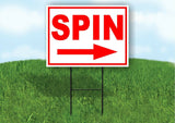 SPIN RIGHT arrow red Yard Sign Road with Stand LAWN SIGN Single sided