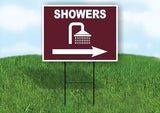 SHOWERS RIGHT ARROW BROWN Yard Sign Road with Stand LAWN SIGN Single sided