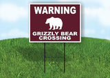 WARNING GRIZZLY BEAR CROSSING TRAIL Yard Sign Road with Stand LAWN SIGN