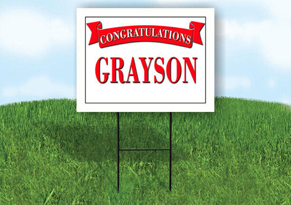 GRAYSON CONGRATULATIONS RED BANNER 18in x 24in Yard sign with Stand