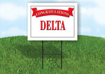 DELORES CONGRATULATIONS RED BANNER 18in x 24in Yard sign with Stand