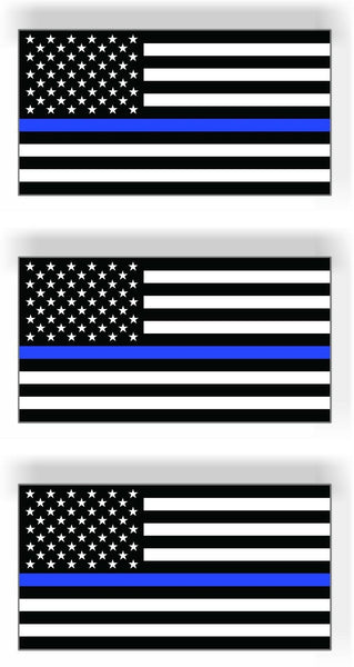 SET OF 3 Thin Blue Line American Police Flag Car MAGNET Magnetic Bumper Sticker