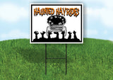 HAUNTED HAYRIDES WAGON ZOMBIE HANDS Yard Sign with Stand LAWN SIGN
