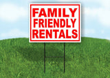 FAMILY FRIENDLY RENTALS RED WHITE Yard Sign Road with Stand LAWN SIGN