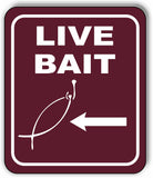 Hook and fish LIVE BAIT DIRECTIONAL left ARROW CAMPING Aluminum composite sign