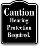 Caution Hearing Protection Required. black Aluminum Composite Sign