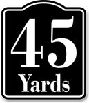 45 Yards Distance Marker Running Race 5k Marathon BLACK Aluminum Composite Sign