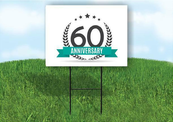 60 year anniversary Yard Sign Road with Stand LAWN SIGN