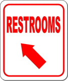RESTROOMS DIRECTIONAL RED 8 Arrow Variations Metal Aluminum composite sign