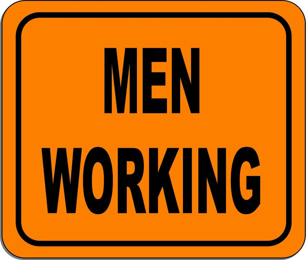 Men Working metal outdoor sign long-lasting construction safety orange
