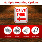 DRIVE THRU LEFT ARROW RED Metal Aluminum composite sign