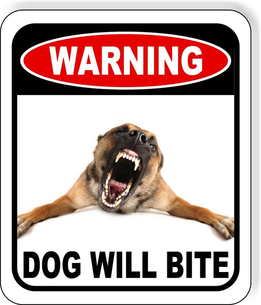 Warning Vicious dog will bite Angry growling  Aluminum Composite Sign