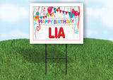 LIA HAPPY BIRTHDAY BALLOONS 18 in x 24 in Yard Sign Road Sign with Stand