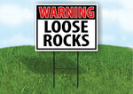WARNING LOOSE ROCKS RED Plastic Yard Sign ROAD SIGN with Stand