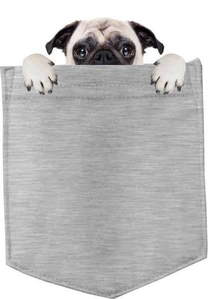 Pug Dog in pocket Fridge Car Magnet Bumper Sticker App size 4"x7"