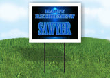 SAWYER RETIREMENT BLUE 18 in x 24 in Yard Sign Road Sign with Stand