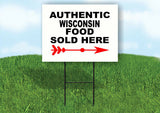 WISCONSIN AUTHENTIC FOOD RIGHT ARROW Yard Sign w Stand LAWN SIGN Single
