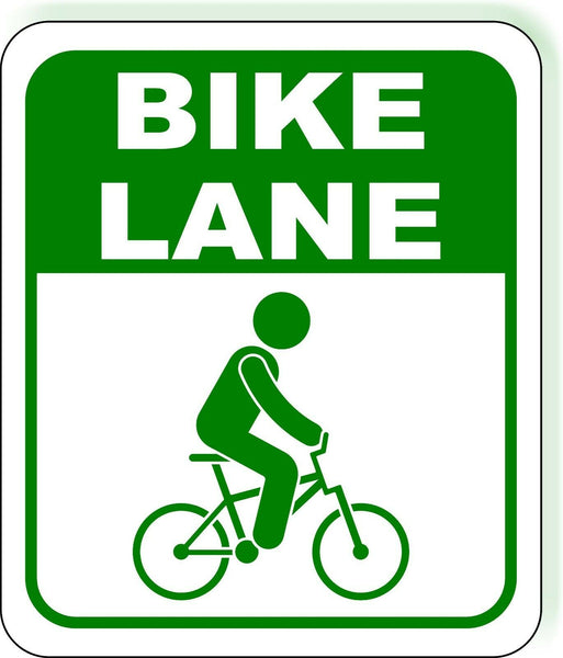 BIKE LANE Green  Bike Lane Metal Aluminum Composite Safety Sign