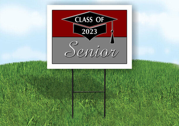 2023 SENIOR MAROON SILVER  18inx24in Yard Road Sign w/ Stand