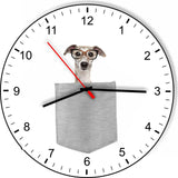 Greyhound W Glasses In Your Pocket Puppy Dog kitchen living room Wall Clock