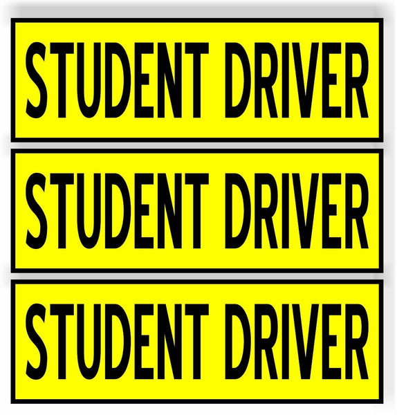 SET 3 Student Driver  Car MAGNET Magnetic Bumper Sticker  bright safety yellow