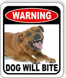 Warning Vicious dog will bite bull terrier   Aluminum Composite Sign