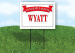 WYATT CONGRATULATIONS RED BANNER 18in x 24in Yard sign with Stand