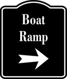 Boat Ramp Right  Arrow BLACK  Aluminum Composite Sign