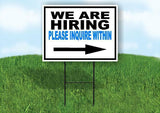 NOW HIRING BLUE RIGHT ARROW Yard Sign Road with Stand LAWN SIGN Single sided