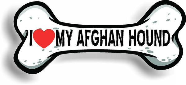 I Love My Afghan Hound Bone Car Magnet Magnetic Bumper Sticker dog lover 3"x7"