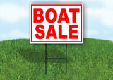 BOAT SALE RED WHITE Yard Sign Road with Stand LAWN SIGN