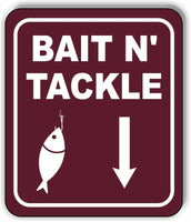 BAIT N TACKLE DIRECTIONAL DOWNWARDS ARROW CAMPING Metal Aluminum composite sign