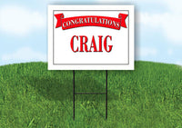 COURTNEY CONGRATULATIONS RED BANNER 18in x 24in Yard sign with Stand