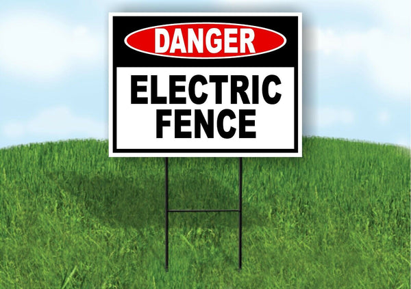 DANGER ELECTRIC FENCE Yard Sign Road with Stand LAWN SIGN