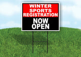 SPORTS REGISTRATION RED BLACK WINTER Yard Sign with Stand LAWN SIGN